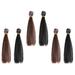 6 Pcs Doll Wig Straight Human Hair Handmade Supply Replacement Wigs DIY Heat Resistant Crafts
