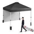 Foldable Canopy Wind Tunnel Tent Portable Pop Up Patio Tent Outdoor Tent 10x10ft Waterproof windproof UV-proof tent Stall Tent PU coated tent with Wheeled Bag Sandbags x4 Tent Stakes x8 Black