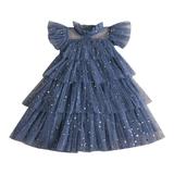Mommy Daughter Dresses Toddler Girls Fly Sleeve Star Moon Paillette Princess Dress Dance Party Ruffles Dresses Clothes Little Baby Girl Princess Dresses