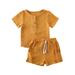 Dewadbow Toddler Kids Baby Clothes Set Cotton Linen T-shirt Shorts Outfits