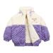 Cathalem Big Kid Coat Toddler Coats Girls Coat 4 Baby Boys Girls Long Sleeve Patchwork Color Zipper Casual Flannel Toddler Girl (Purple 3-4 Years )
