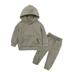 QIANGONG Boys Outfit Sets Solid Boys Outfit Sets Hooded Long Sleeve Boys Outfit Sets Brown 8-9 Years