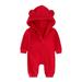 QIANGONG Baby Boys Bodysuits Solid Baby Boys Bodysuits Hooded Long Sleeve Baby Boys Bodysuits Red 0-3 Months