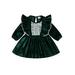 LSFYSZD Baby Girl Dress Long Sleeve Crew Neck Patchwork Corduroy Dress A-line Dress for Daily Party