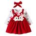 Toddler Fall Outfits For Girls Long Sleeve Cartoon Print Romper Bodysuits Suspenders Skirts Bow Tie Headbands Outfits Boy Outfits RD1 0 Months-3 Months