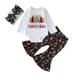 Toddler Girl Fall Outfits Christmas Outfits Long Sleeve Romper Bowknot Pants Headband Set Outfits Baby Girls Clothing Black 0 Months-3 Months