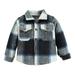 ASFGIMUJ Boys Fall Jacket Shirt Jackets Plaid Long Sleeve Lapel Button Shirts For Baby Girls Warm Coat Outwear Toddler Coat Grey 2 Yearsâ€”3 Years