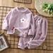 HAOTAGS Toddler Winter 2 Piece Pajama sets Long Sleeved Shirt with Pants Loungewear Purple Size 3 Years