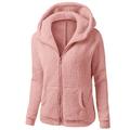 TUWABEII Women s Christmas Tops Women Hooded Sweater Coat Winter Warm Wool Zipper Coat Long Sleeve Outwear