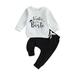 Baby 2Pcs Christmas Outfits Hat Letter Print Sweatshirt and Pants