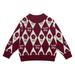 QIANGONG Girls Sweaters Flower Embroidery Girls Sweaters Crew Neck Long Sleeve Girls Sweaters Red 7-8 Years