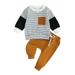 Bslissey 0-3T Toddler Baby Boys 2Pcs Outfits Long Sleeve Striped Print Pullover Tops + Elastic Waist Pants Sets Infant Casual Tracksuit Winter Daily Clothes