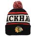 Men's American Needle Black/White Chicago Blackhawks Pillow Line Cuffed Knit Hat with Pom