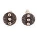 Minimalist Trio,'Oxidized and Polished Round Sterling Silver Button Earrings'