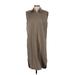 Banana Republic Factory Store Casual Dress - Shirtdress High Neck Sleeveless: Gray Solid Dresses - Women's Size Small