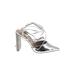 ASOS Heels: Slip-on Chunky Heel Cocktail Silver Shoes - Women's Size 10 - Almond Toe