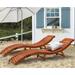 Furniwell Solid Acacia Wood Outdoor Chaise Lounge Folding Chairs Recliner