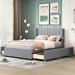 Full Size Velvet Upholstered Platform Bed with 4 Storage Drawers, Built-In Headboard and Footboard