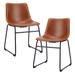 Set of 2 Counter Height Bar Stools Faux Leather Barstools