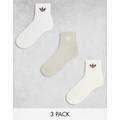 adidas Originals 3 pack trefoil crew socks in neutrals-Multi