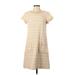 Sara Campbell Casual Dress - Mini Crew Neck Short sleeves: Ivory Stripes Dresses - Women's Size Small