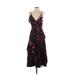 Jill Jill Stuart Casual Dress - Midi Plunge Sleeveless: Black Floral Dresses - Women's Size 2