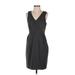 Express Casual Dress - Sheath V-Neck Sleeveless: Gray Print Dresses - Women's Size 4
