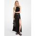 Michael Kors Smocked Georgette Maxi Dress Black XL