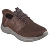 Slip-On Sneaker SKECHERS "GARNER-NEWICK", Herren, Gr. 48,5, braun (dunkelbraun), Textil, Synthetik, casual, Schuhe, Slipper, Freizeitschuh mit praktischer Slip Ins-Funktion