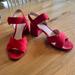 J. Crew Shoes | J.Crew Red Suede Leather Block Sandal Heels | Color: Red | Size: 8