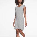 Athleta Dresses | Athleta Short Sleeve Criss Cross Hem Dress Sweater Dress Scoop Neck Sz M Gray | Color: Gray | Size: M
