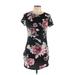 Dice Casual Dress - Shift: Black Floral Dresses - Women's Size Medium