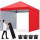 ABCCANOPY 2,4x2,4M Pavillon Outdoor Easy Pop-up-Überdachungszelt mit 2 Seitenwände,Rot