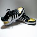 Adidas Shoes | Adidas Hoops 2.0 Basketball Shoes Mens 9 Black White Gold Low Top Sneakers Z?16x | Color: Black/Gold | Size: 9