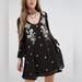 Free People Dresses | Free People Sweet Tennessee Mini Dress Tunic Black Floral Embroidered | Size S | Color: Black/Cream | Size: S