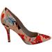 Nine West Shoes | Nine West Satin Multicolor Floral Stiletto Heels Size 7m | Color: Blue/Red | Size: 7