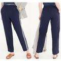 J. Crew Pants & Jumpsuits | Nwt J.Crew Crepe Track White Tuxedo Stripes Navy Dark Blue Pants Trousers Size 8 | Color: Blue/White | Size: 8