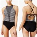 Nike Swim | Nike Women's Swimsuit One Piece Black White Stripe Size Xl | Color: Black/White | Size: Xl