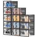 SIMPDIY Shoe Storage, 12 Pack Large Shoe Organizer for Closet, Shoe Boxes Clear Plastic Stackable Shoe Storage Boxes for Size 13