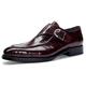 New Oxford Shoes for Men Slip On Monk Strap Apron Toe Round Toe Cowhide Non Slip Rubber Sole Low Top Working (Color : Wine Red, Size : 11 UK)