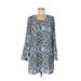 Eight Sixty Casual Dress - Shift Tie Neck Long sleeves: Blue Dresses - Women's Size Medium