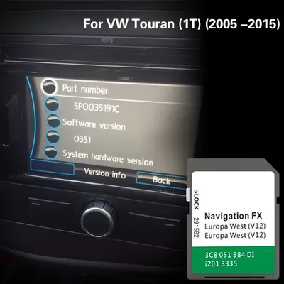 Carte SD et GPS 8 Go FX V12 West pour VW Touran (1T) (2005 -2015) couverture Allemagne Pays-Bas