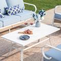 Alphamarts Outdoor Patio Coffee Table Plastic/Metal in Brown/White | Wayfair E02GF146-R