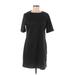 BeachLunchLounge Casual Dress - Shift High Neck Short sleeves: Black Dresses - Women's Size Medium