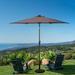 Arlmont & Co. 9ft Patio Uv Protection Tilt Solar Powered Umbrella w/ Led Lights Blue in Brown | Wayfair E0D18CDEBE664DF7B9F61EE7BF36B303