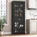 Lark Manor™ Aviva 70.9" Kitchen Pantry w/ Glass Doors, Adjustable Shelf Wood in Black | Wayfair A80F8D0A0589431898ED518B69B834D0