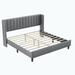 Latitude Run® Upholstered Platform Bed Frame w/ Headboard Upholstered in Gray | 38.6 H x 63.4 W x 81.1 D in | Wayfair