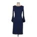 Michael Kors Collection Casual Dress - Sheath Crew Neck 3/4 sleeves: Blue Print Dresses - Women's Size 6