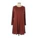 Old Navy Casual Dress - A-Line Crew Neck 3/4 sleeves: Brown Solid Dresses - Women's Size Large