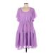 Torrid Casual Dress - A-Line Scoop Neck Short sleeves: Purple Solid Dresses - Women's Size Medium Plus